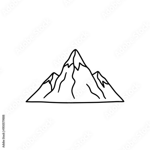 Minimalist Mountain Illustration with Sharp Peaks and Simplified Line Art