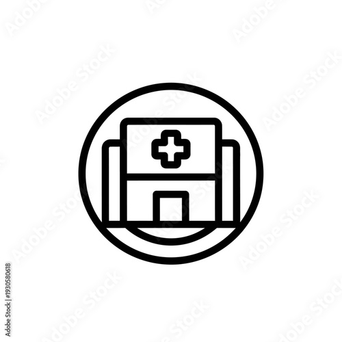 Minimalist Medical Building Icon for Healthcare and Hospital Design