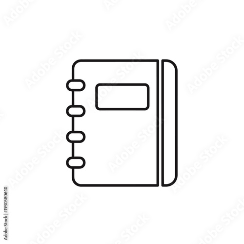 Minimalist Notebook Illustration with Spiral Binding and Rectangular Label for Creative Office Space
