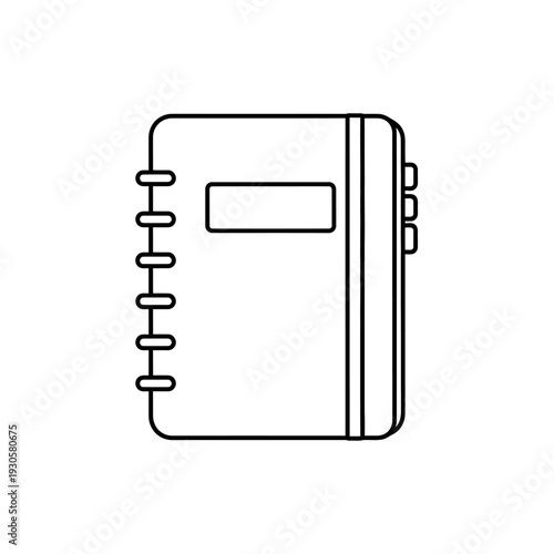 Minimalist Notebook Illustration with Spiral Binding and Digital Display