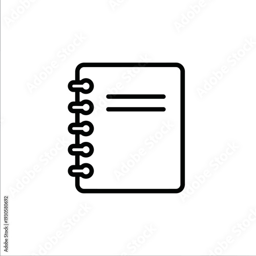 Minimalist Notebook Illustration with Spiral Binding for Note Taking