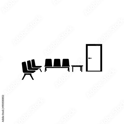 Minimalist Office Waiting Area with Chairs and Door