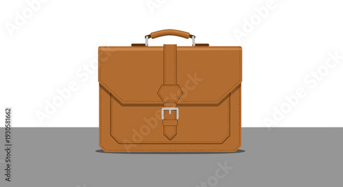 Brown Leather Briefcase with Handle and Lock.