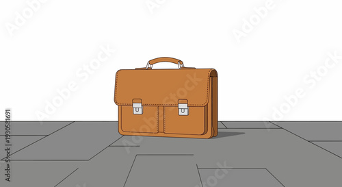 Brown Leather Briefcase with Locks.