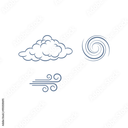 blue cloud and wind vector logo