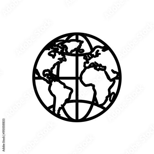 Minimalist World Globe Illustration Representing Global Connectivity and Geography