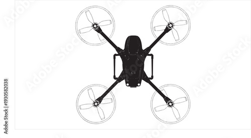 Drone Blueprint – Unmanned Aerial Vehicle Engineering CAD Technical Drawing