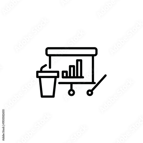 Modern Shopping Cart with a Drink Cup and Presentation Board for Retail Marketing