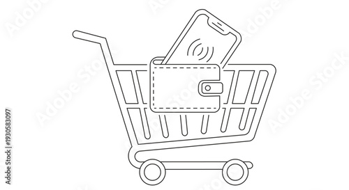 3D shopping cart icon isolated on white background for online retail and e commerce design