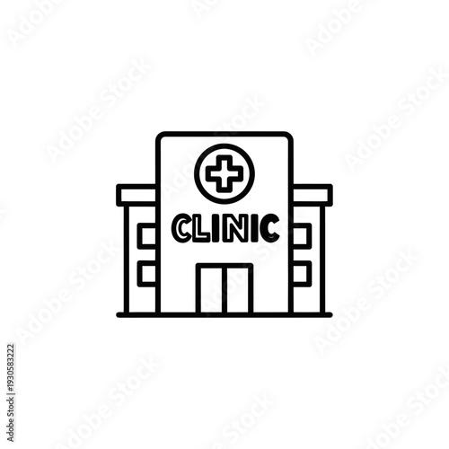 Modern Medical Clinic Exterior Illustration with Health Care Signage
