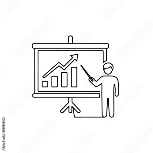 Professional Business Analyst Presenting Growth Chart with Upward Trends and Data Visualization