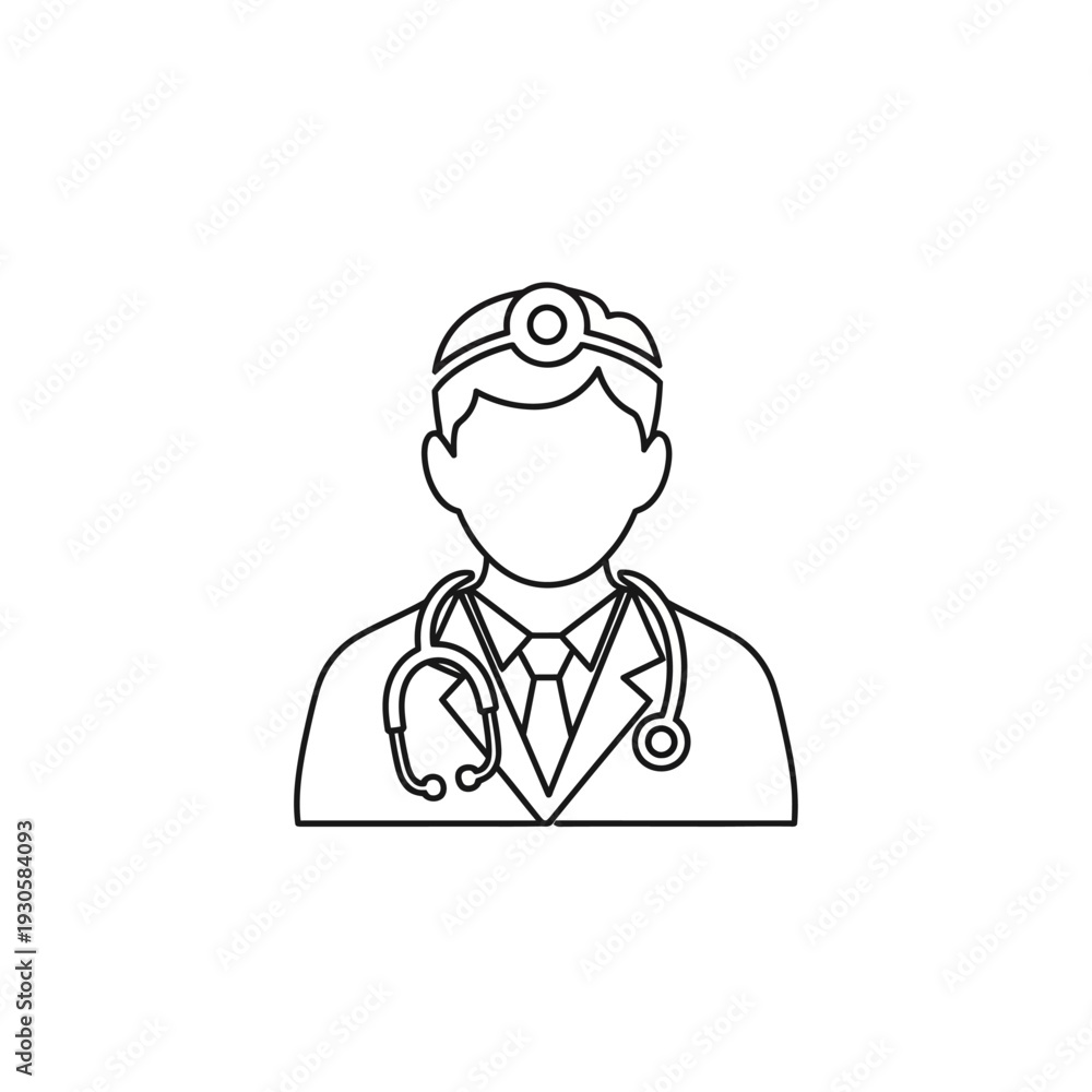 Fototapeta premium Professional Medical Doctor Illustration with Stethoscope and Head Mirror