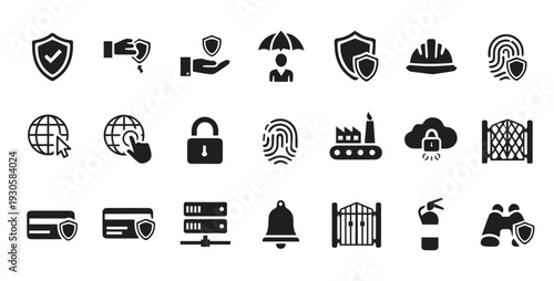 Security & Safety Icons Set – Cyber Security, Protection, Shield & Surveillance Vector Icons Pack