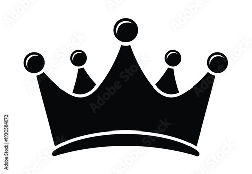 Crown Icon Black Silhouette with Thick Outline Symbol
