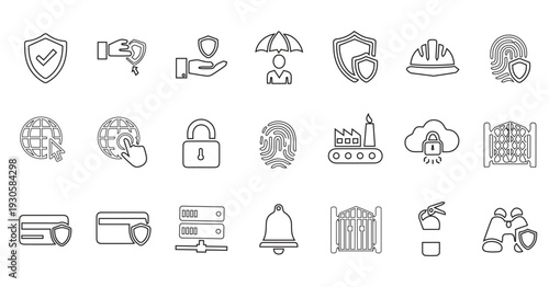 Security & Safety Icons Set – Cyber Security, Protection, Shield & Surveillance Vector Icons Pack