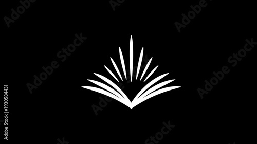 A white abstract image on black background, showcasing an upward-pointing, open design
