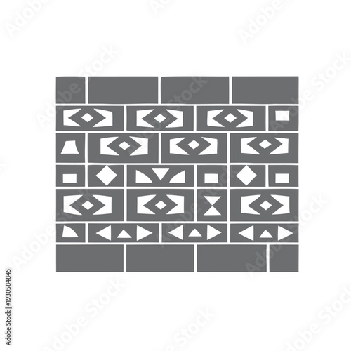 black wall building motif vector logo