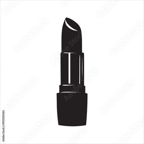 A simple black silhouette icon of an open lipstick tube.