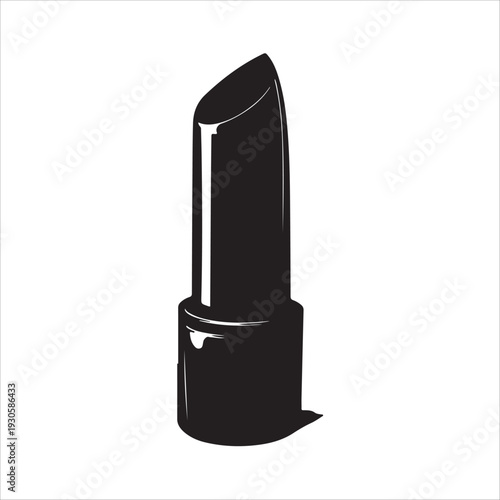 A simple black silhouette icon of an open lipstick tube.