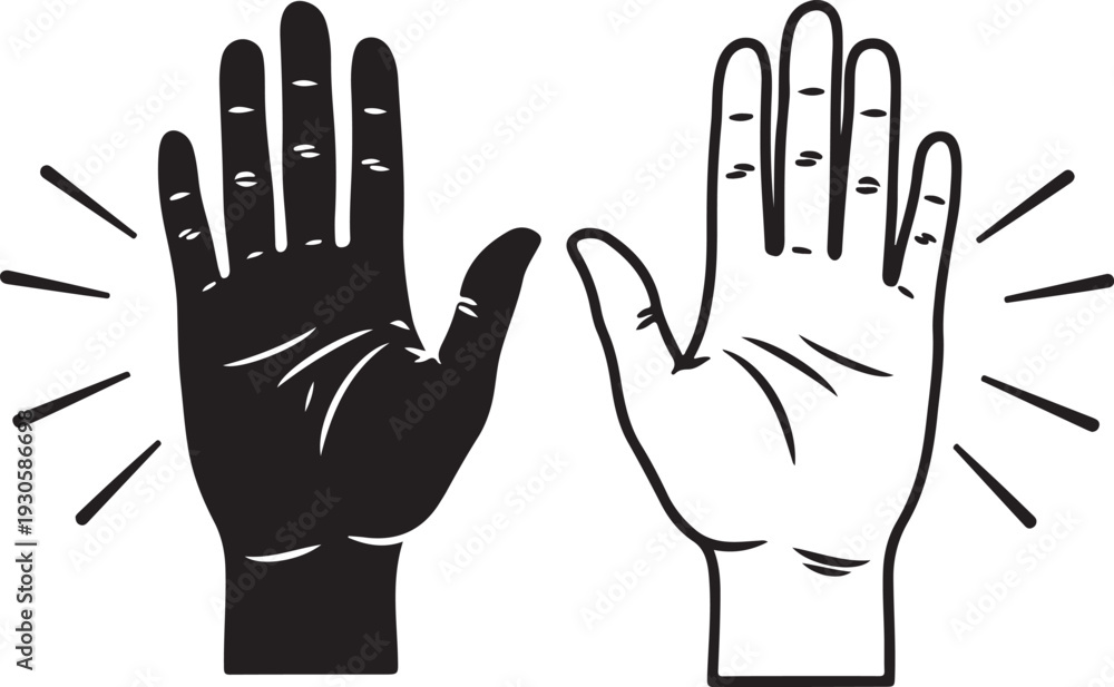 Obraz premium Two Hands High Five Illustration greeting celebration