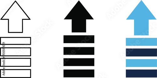 Rising bar chart icon showing business growth and positive trend. Analytics and statistics illustration for revenue increase, financial performance, sales growth.