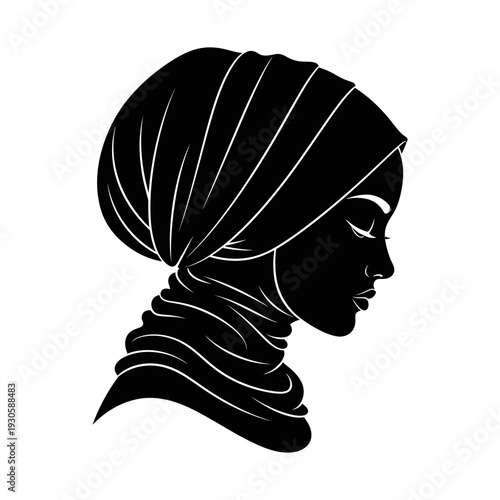 Elegant Silhouette of a Woman Wearing a Stylish Hijab.