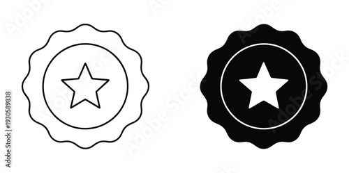 Badge Icon Vector Simple Outline and Solid Design