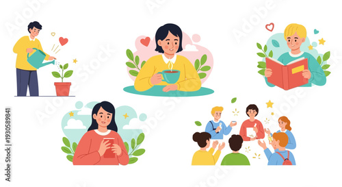 people enjoying life: self-care, hobbies, and social connections