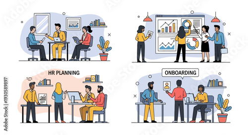 hr planning and onboarding process, business team meeting