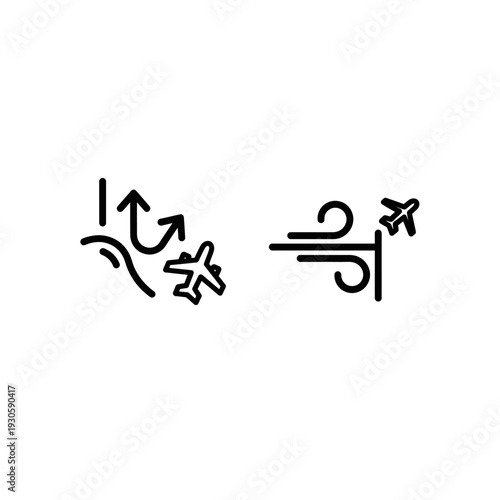 Airline icons illustrating glide path and pale gust, ideal for aviation, weather, and navigation concepts.