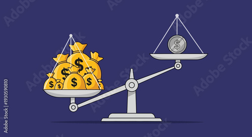 wealth balance, money on scales, financial investment, economic concept