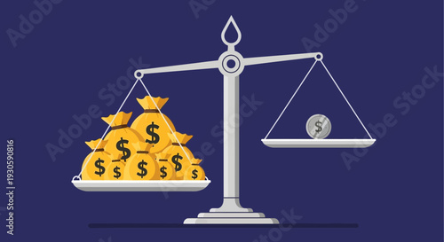 wealth balance, money on scales, financial investment, business concept