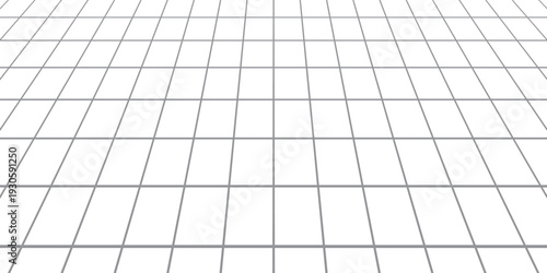 Futuristic perspective grid box. Abstract wireframe with white grid line on black background. Virtual reality landscape in 80s 90s digital style. Vector illustration.