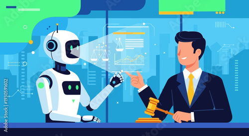 ai legal assistant, robot lawyer, technology in law, justice concept
