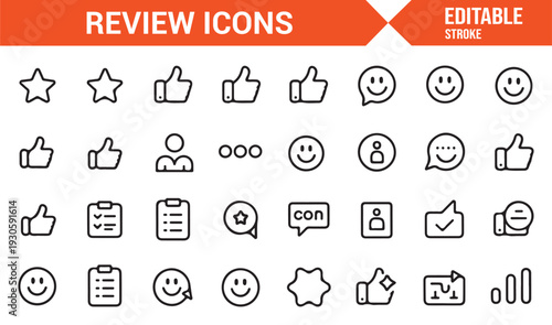 Web and App Review Interface Outline Symbols