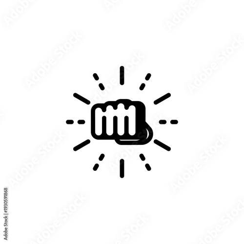 Boxing knockout punch impact line icon