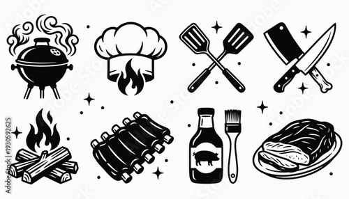 BBQ Grilling Essentials Vector Set