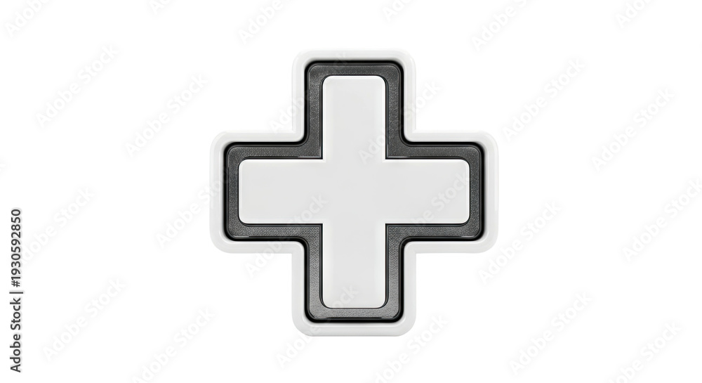 Fototapeta premium Glossy White Cross Symbol with Dark Border