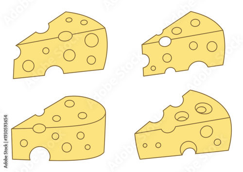 Cheese Wedges with Holes Vector Illustration