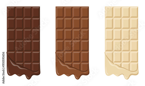 Chocolate Bars Melting Vector Illustration Set