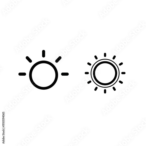 Faint glow and soft radiance sun icons. Minimalist sun and bright circle graphics representing subtle light, dawn, or gentle energy for peaceful and ambient concepts.