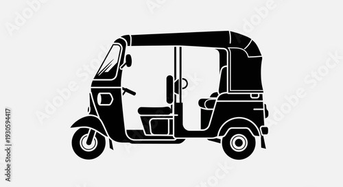 Auto Rickshaw Icon – Tuk Tuk Three Wheeler Transport Vector Illustration