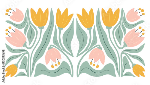 Symmetrical Spring Tulip Bloom Design