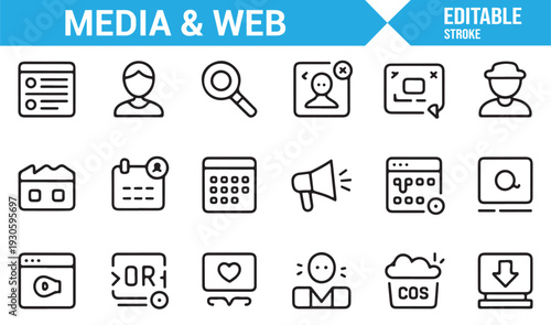 Internet and Online Interface Linear Symbol Pack