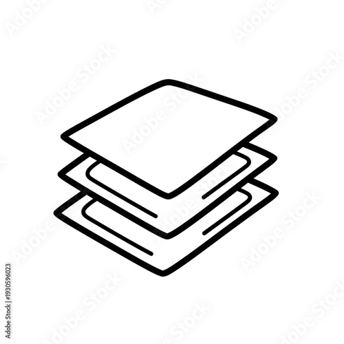 Abstract Layered Digital Icon Representing Data Organization and Technology Concept