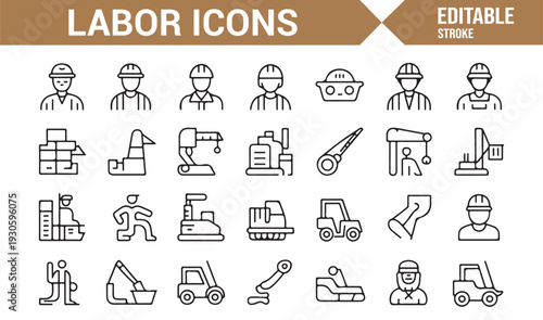Industrial Profession and Equipment Outline Symbols Pack