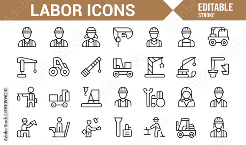 Engineering and Construction Tools Linear Icon Collection