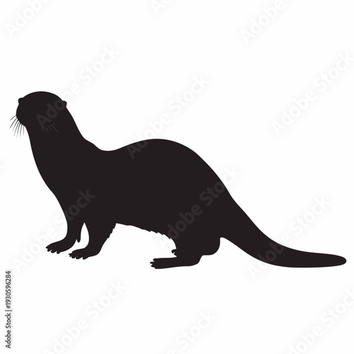 Silhouette of otter standing on hind legs
