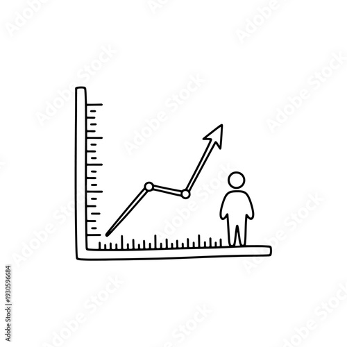 Business Growth and Data Analysis Concept with Graph and Person Illustration