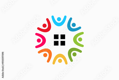 Community Home Vector Logo Premium